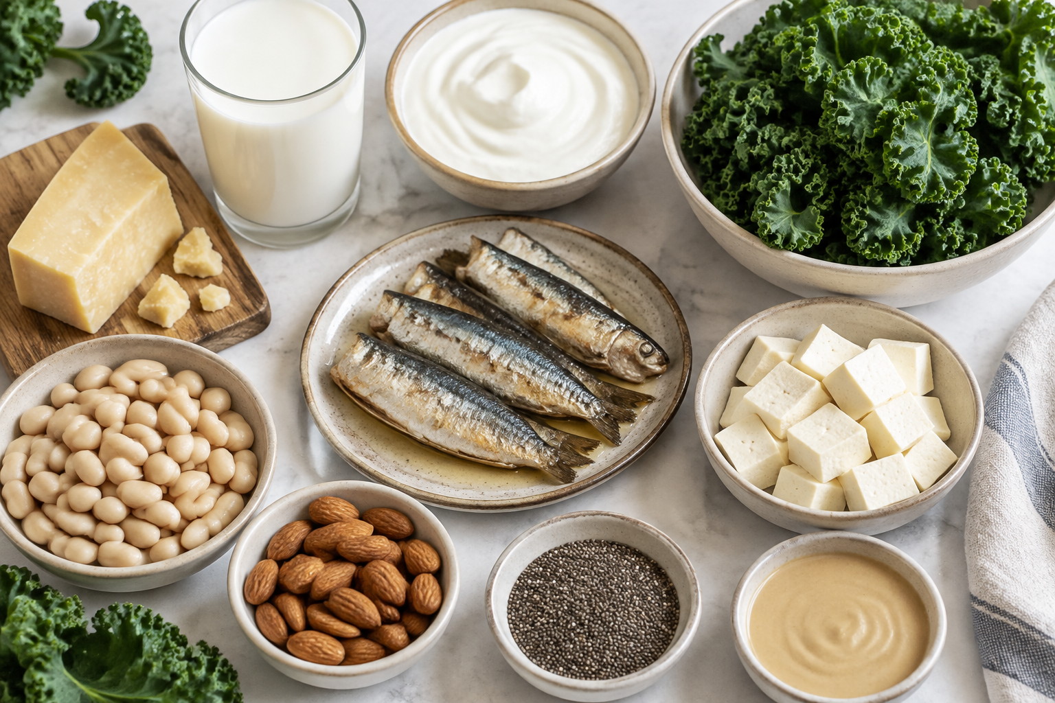 15 طعامًا غنيًا بالكالسيوم لبناء عظام قوية