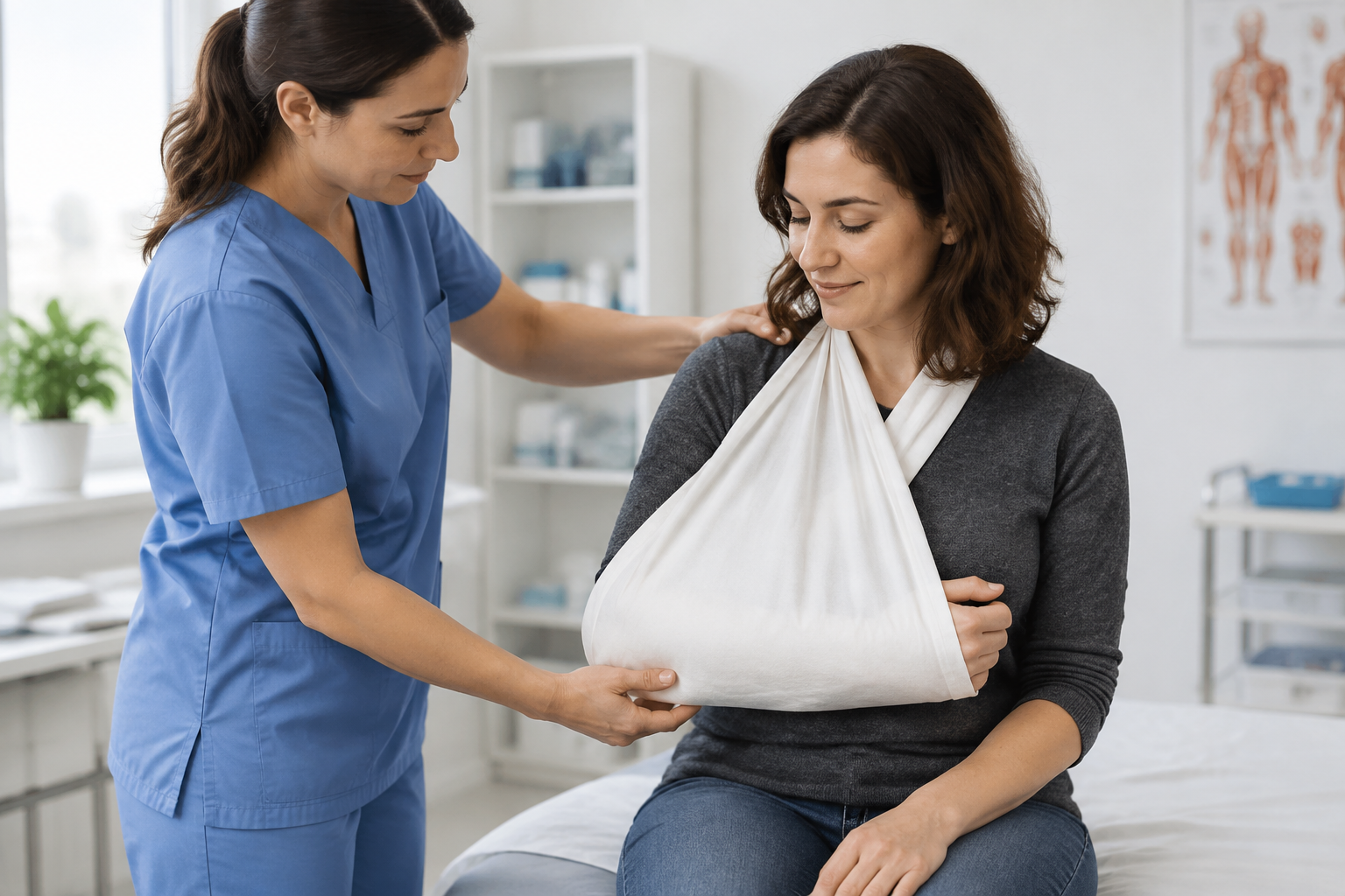 وشاح الذراع للإسعاف الأولي: طريقة التثبيت ومحاذير الاستخدام