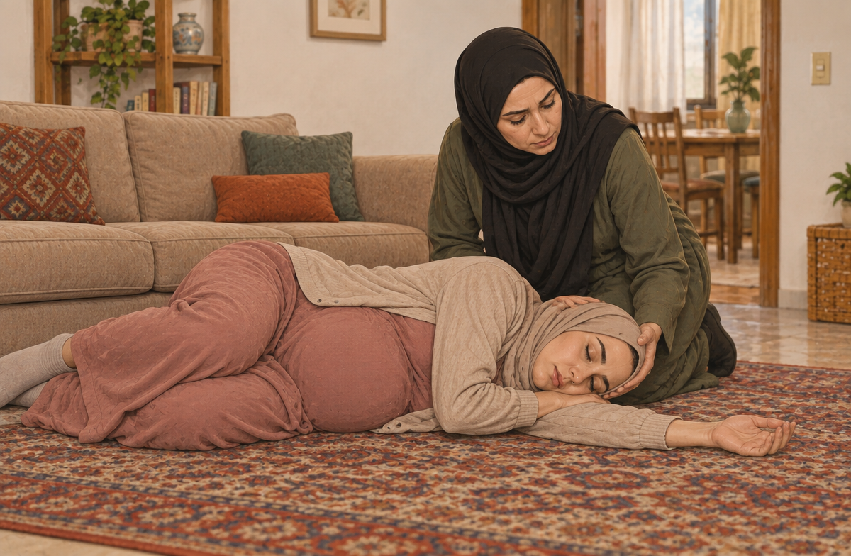 رسم تعليمي: راقبي الوعي والتنفس أثناء الانتظار