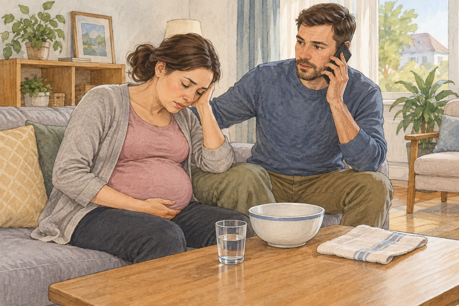 قيء الحمل الذي يمنع شرب الماء: متى تحتاجين إلى الطوارئ؟
