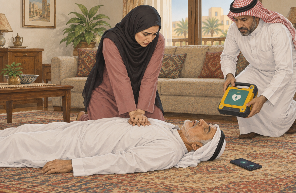 رسم تعليمي: ابدأ الإنعاش إذا توقف التنفس الطبيعي