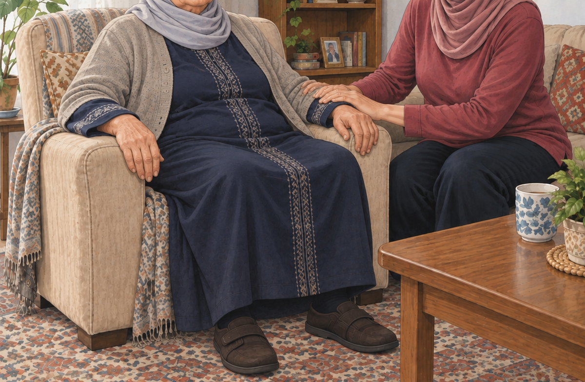 رسم تعليمي: ساعده على اتخاذ وضع يسهل التنفس
