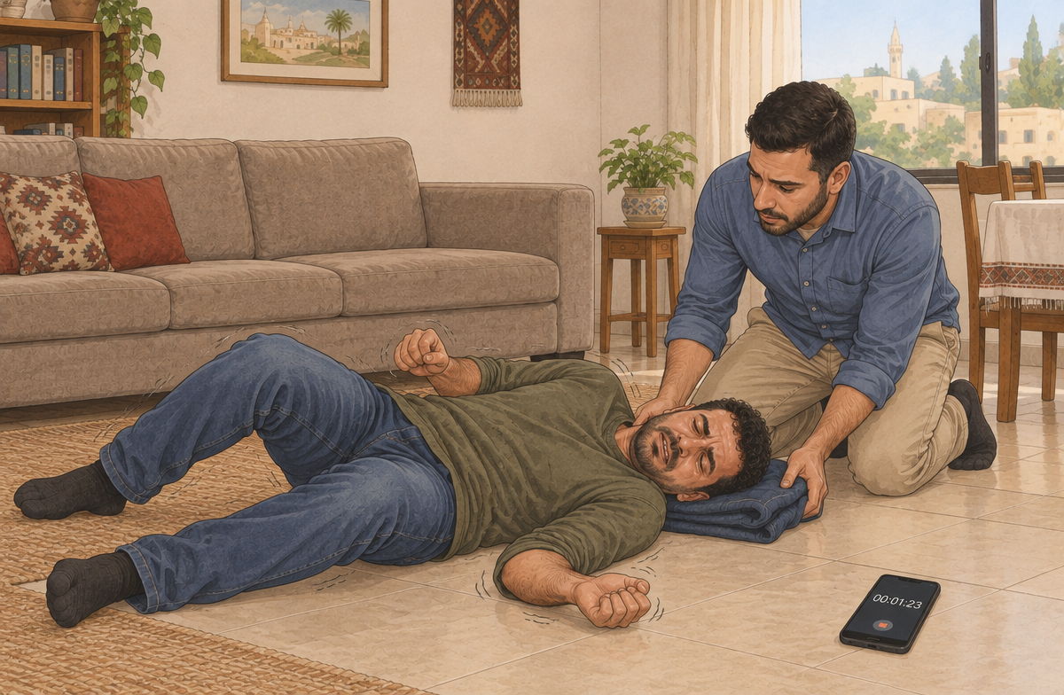 رسم تعليمي: احم المصاب أثناء التشنج