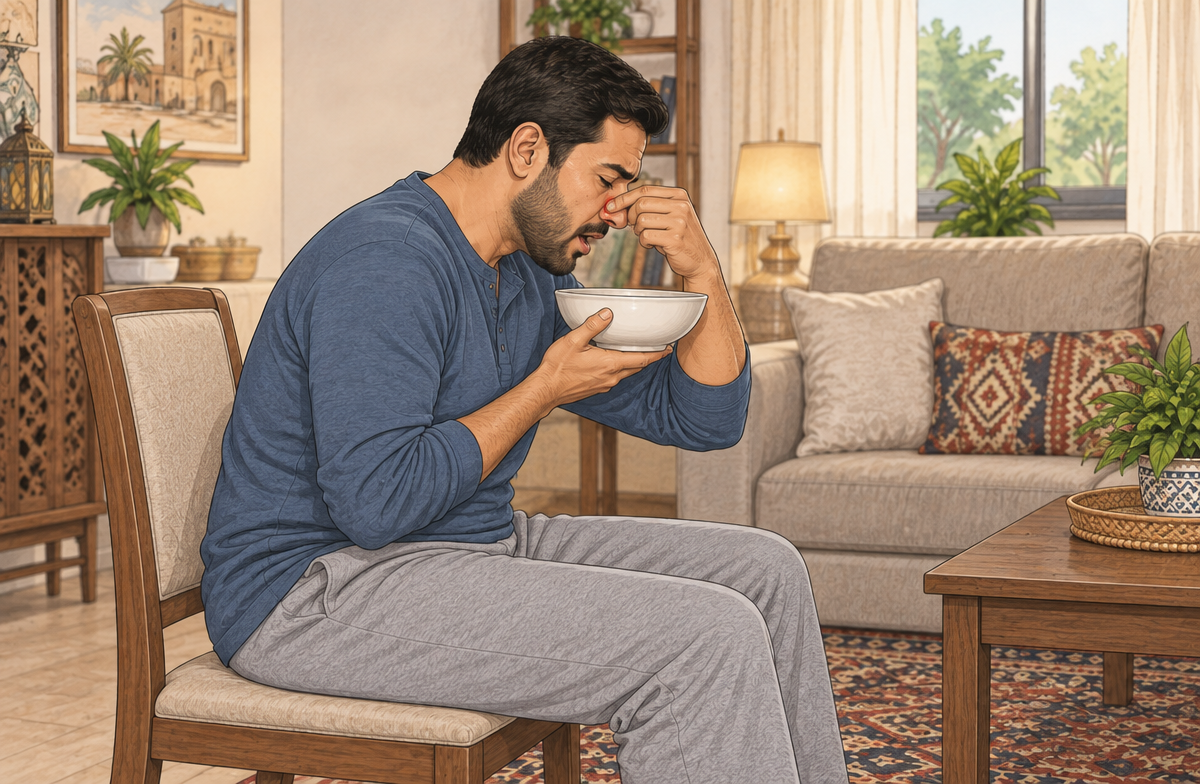 رسم تعليمي: تعامل بحذر مع نزف الأنف أو الفم