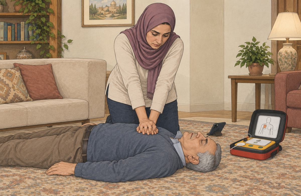رسم تعليمي: ابدأ الإنعاش إذا توقف التنفس الطبيعي