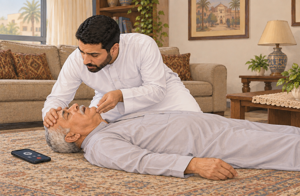 رسم تعليمي: افحص الاستجابة والتنفس