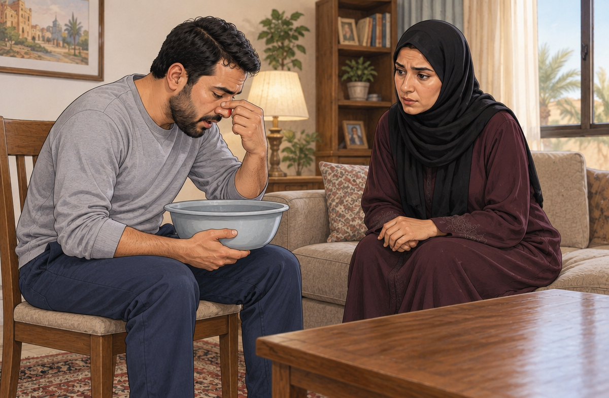 رسم تعليمي: تعامل مع نزيف الأنف أو الفم بحذر