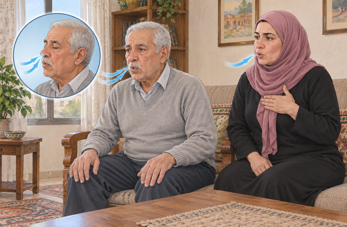 رسم تعليمي: شجعه على زفير هادئ دون إجبار
