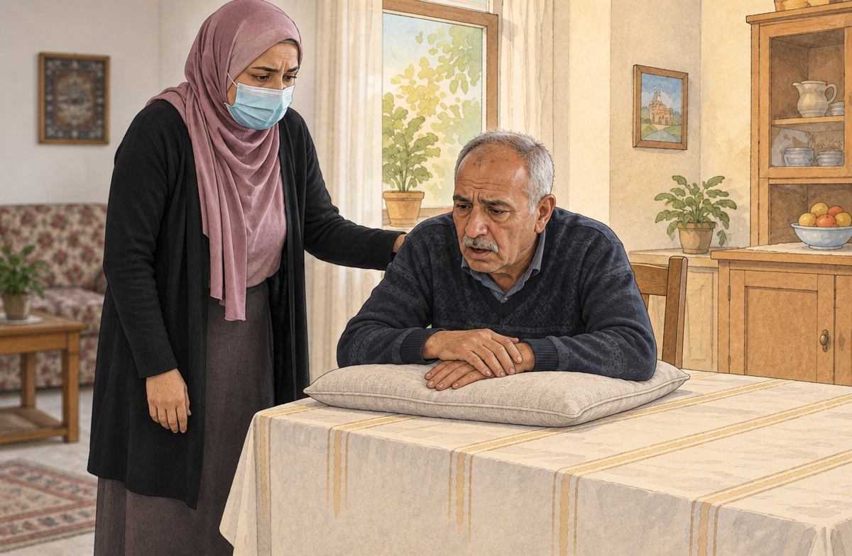 رسم تعليمي: ساعد المصاب على اتخاذ وضع مريح
