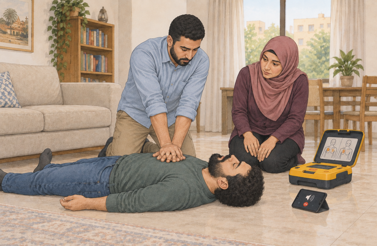 رسم تعليمي: افحص الاستجابة والتنفس