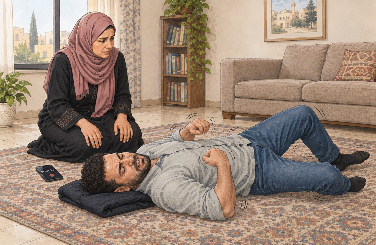 رسم تعليمي: احم الشخص إذا حدث تشنج
