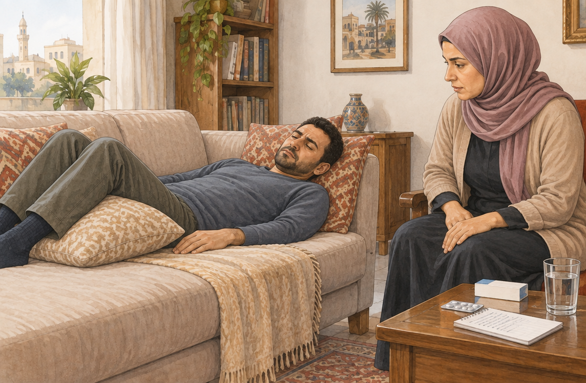 رسم تعليمي: ساعد المصاب على اتخاذ وضع مريح