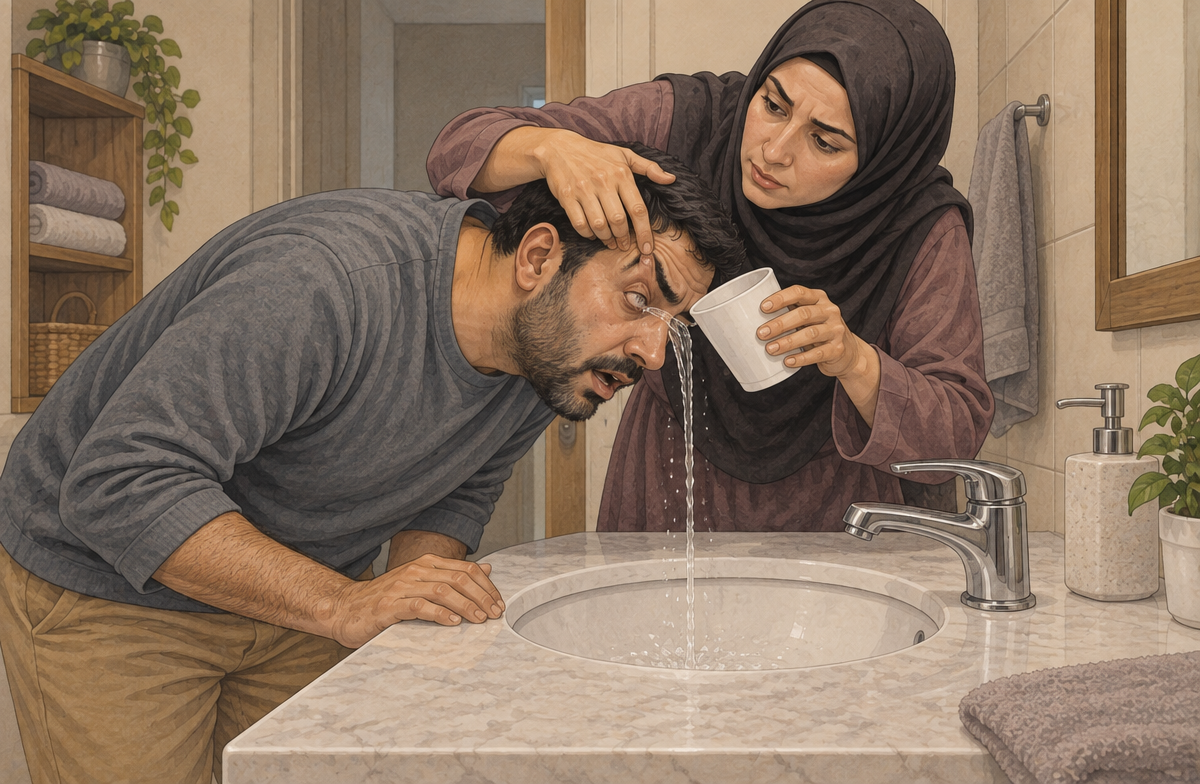رسم تعليمي: أزل الغبار واغسل العين المتهيجة