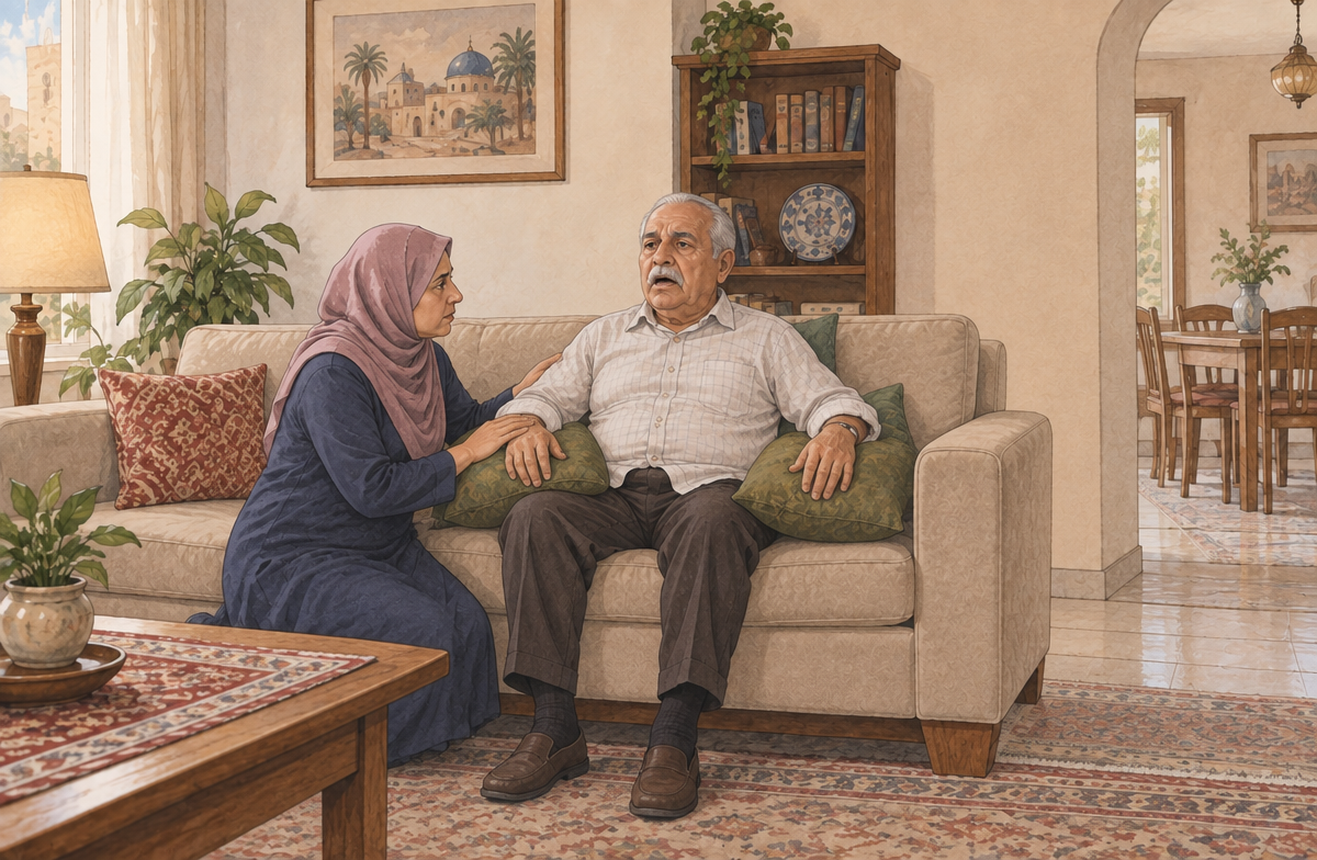 رسم تعليمي: ساعد المصاب الواعي على الجلوس براحة