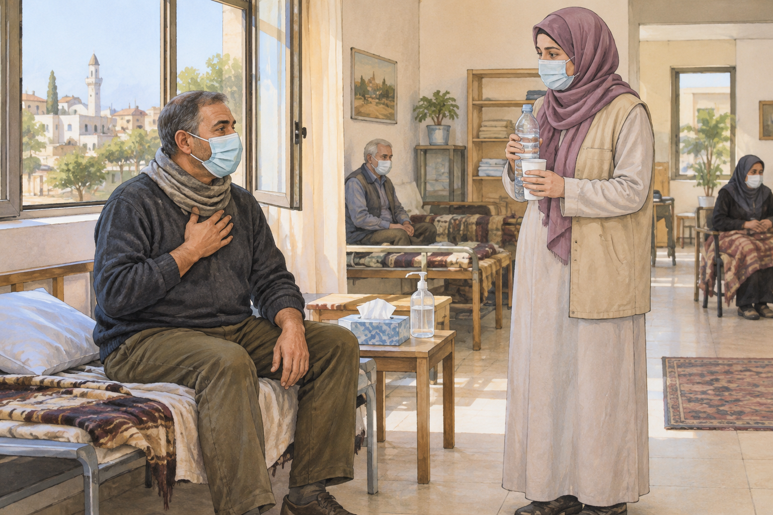 الحماية من العدوى التنفسية في الإيواء والطوارئ الجماعية