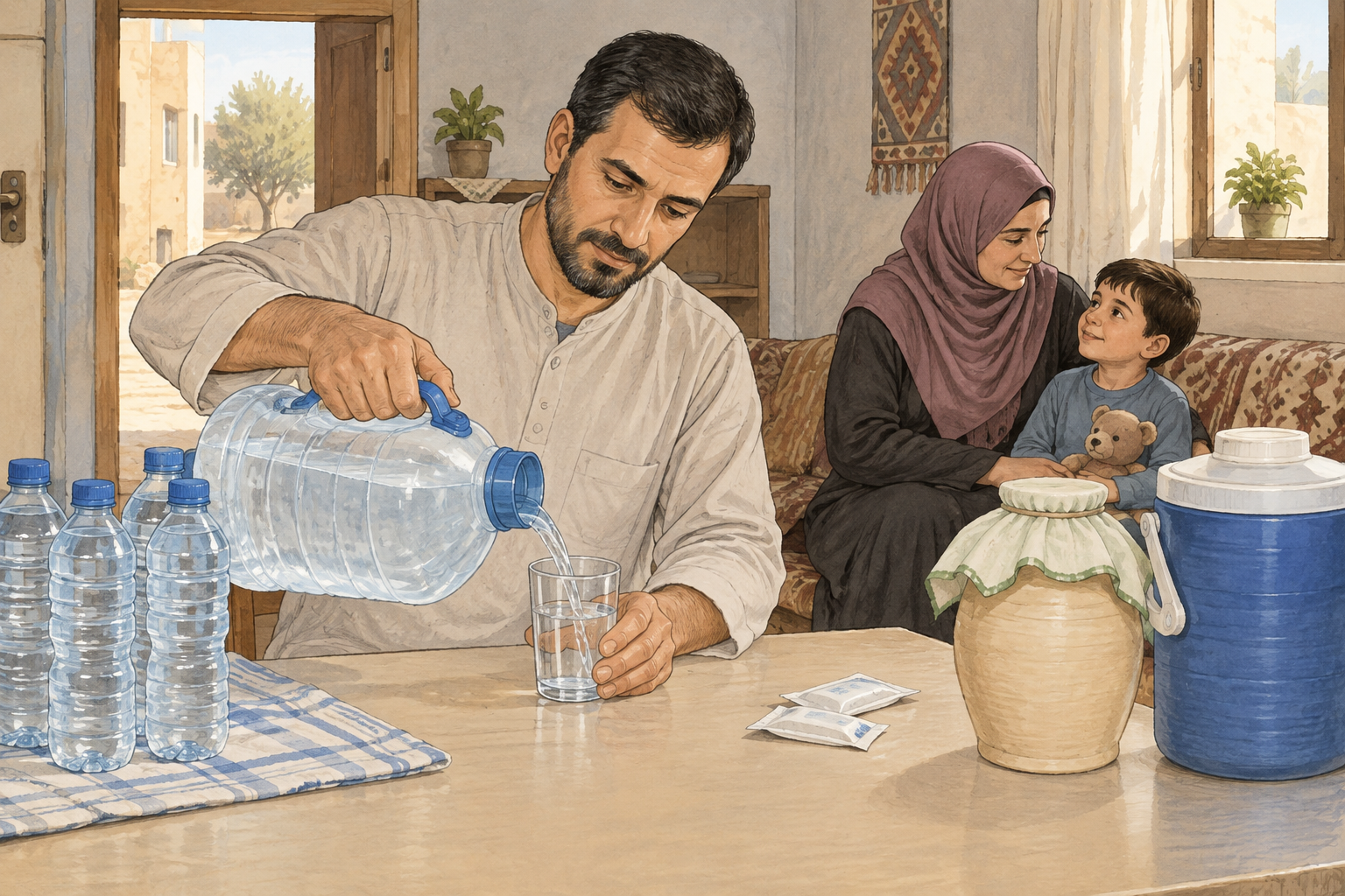 رسم توضيحي: التسمم بالمياه الملوثة: الوقاية والتجهيز في الطوارئ