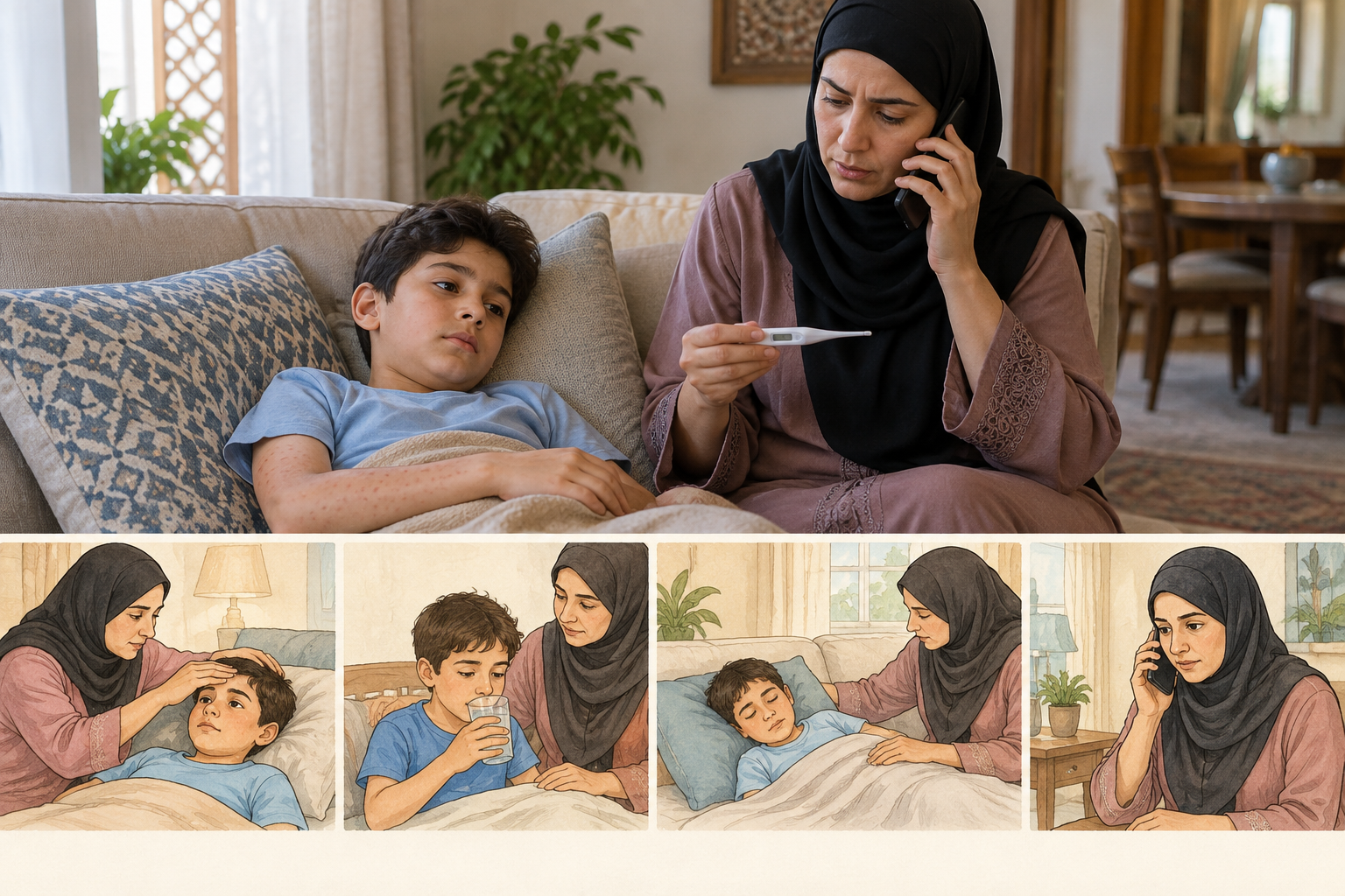 الطفح الجلدي مع حرارة: علامات الخطر ومتى تذهب للطوارئ