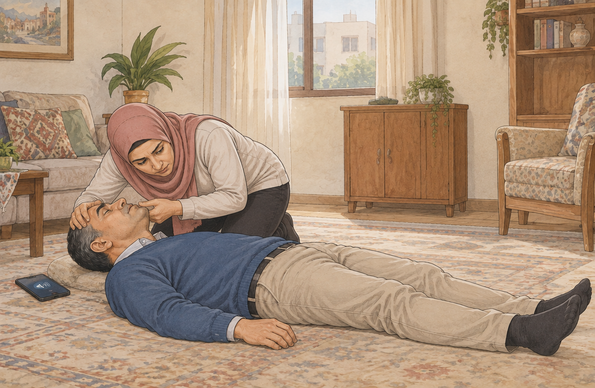 رسم تعليمي: افحص الاستجابة والتنفس