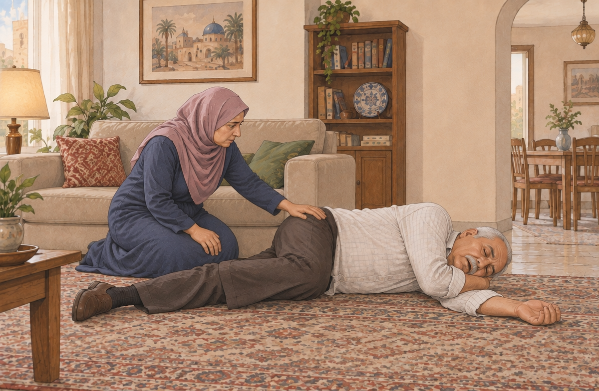 رسم تعليمي: استخدم وضعية الإفاقة عند فقد الوعي مع تنفس طبيعي