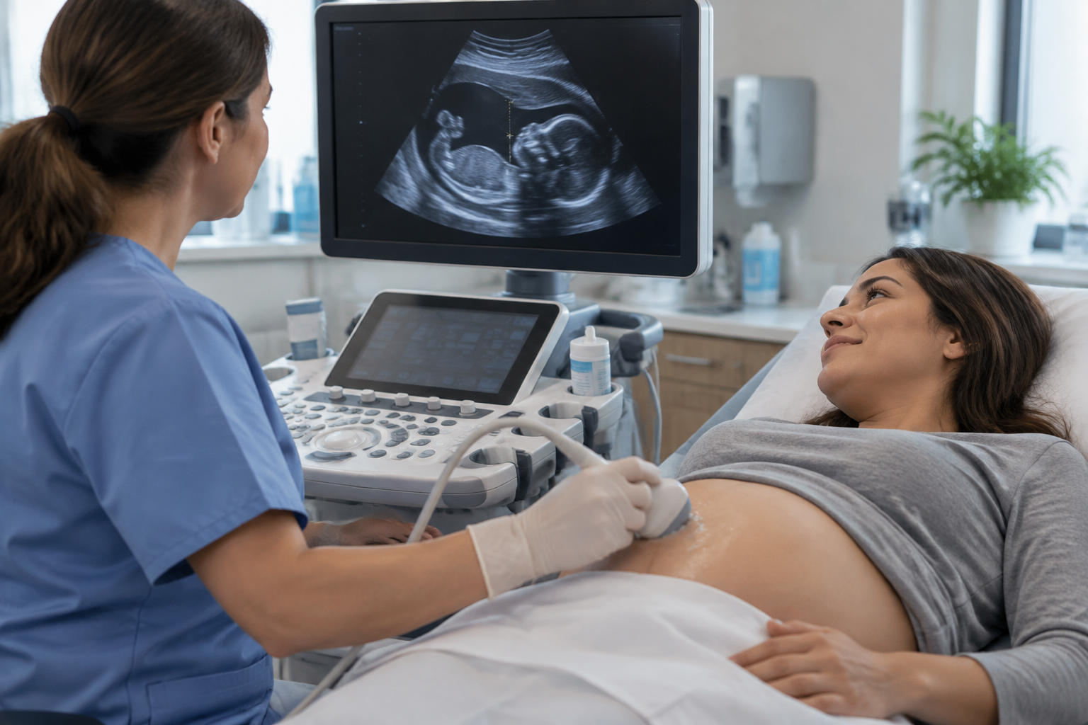 سونار متابعة نمو الجنين — Fetal growth monitoring ultrasound — صورة توضيحية للفحص