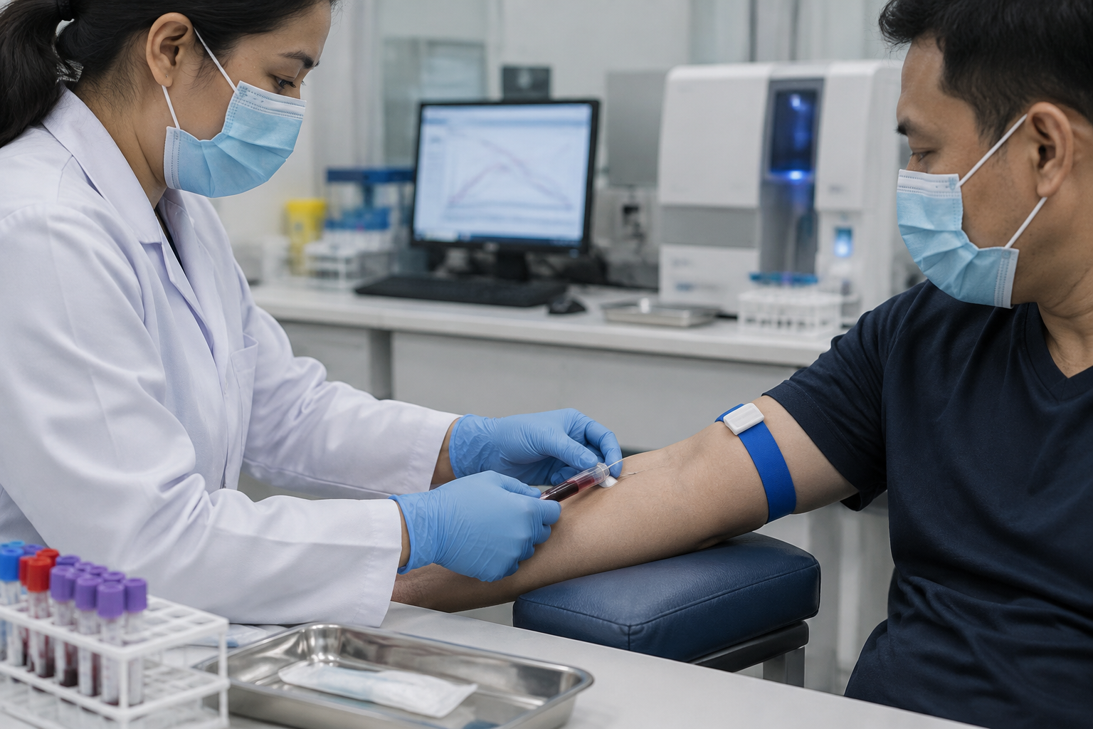 اختبار فيروس حمى الضنك بتحديد النمط المصلي — Dengue virus testing with serotyping — صورة توضيحية للفحص