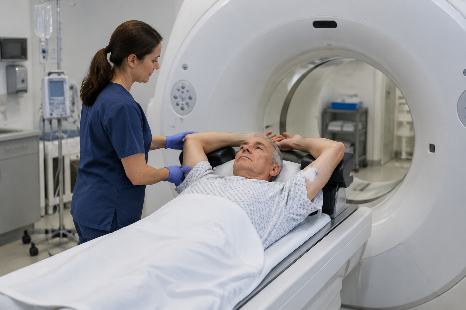 تصوير PET/CT بمادة PSMA — Prostate-specific membrane antigen-targeted positron emission tomography/computed tomography (PSMA PET/CT) — صورة توضيحية للفحص