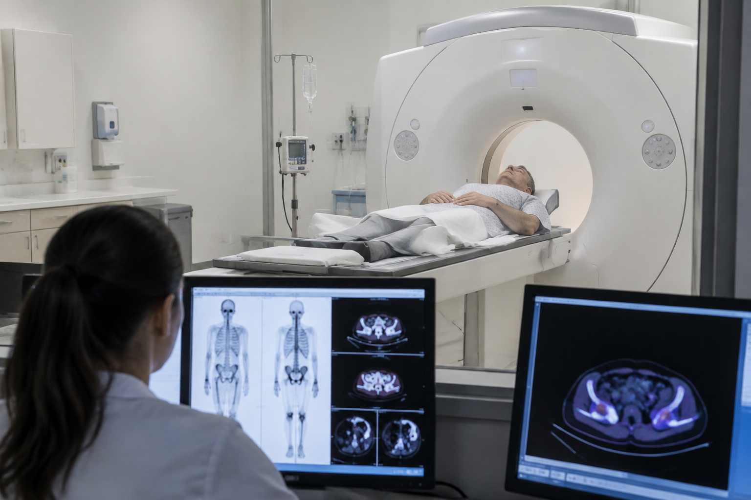 تصوير العظام بالبوزيترون — Sodium fluoride positron emission tomography bone scan (NaF PET) — صورة توضيحية للفحص