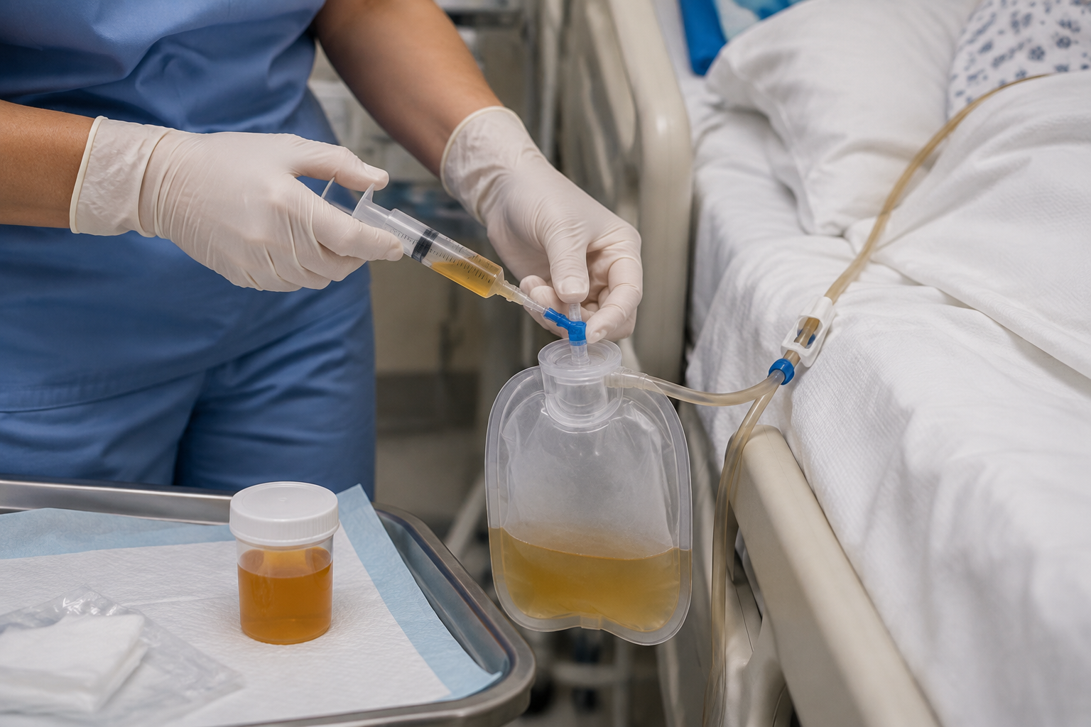 تحليل البيليروبين في سائل التصريف الجراحي — Bilirubin test in surgical drain fluid — صورة توضيحية للفحص