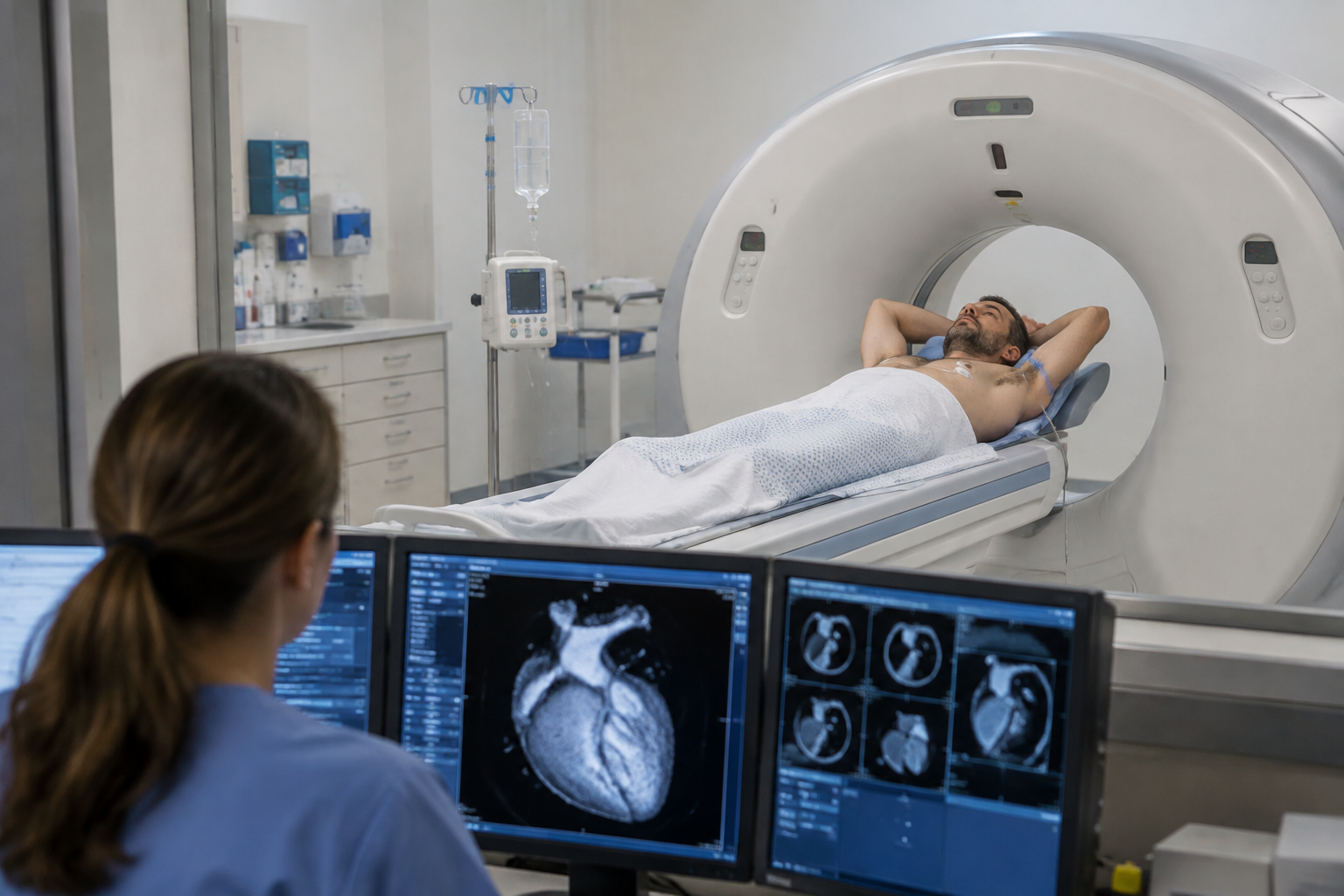 تصوير الأوردة الرئوية بالمقطعية قبل علاج اضطراب النظم — Pulmonary vein computed tomography before arrhythmia treatment (CT) — صورة توضيحية للفحص