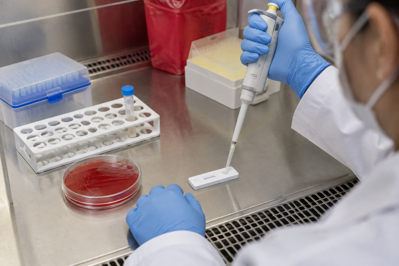 اختبار إنزيم مقاومة الكاربابينيم NDM — New Delhi Metallo-Beta-Lactamase Carbapenem Resistance Enzyme Test (NDM) — صورة توضيحية للفحص