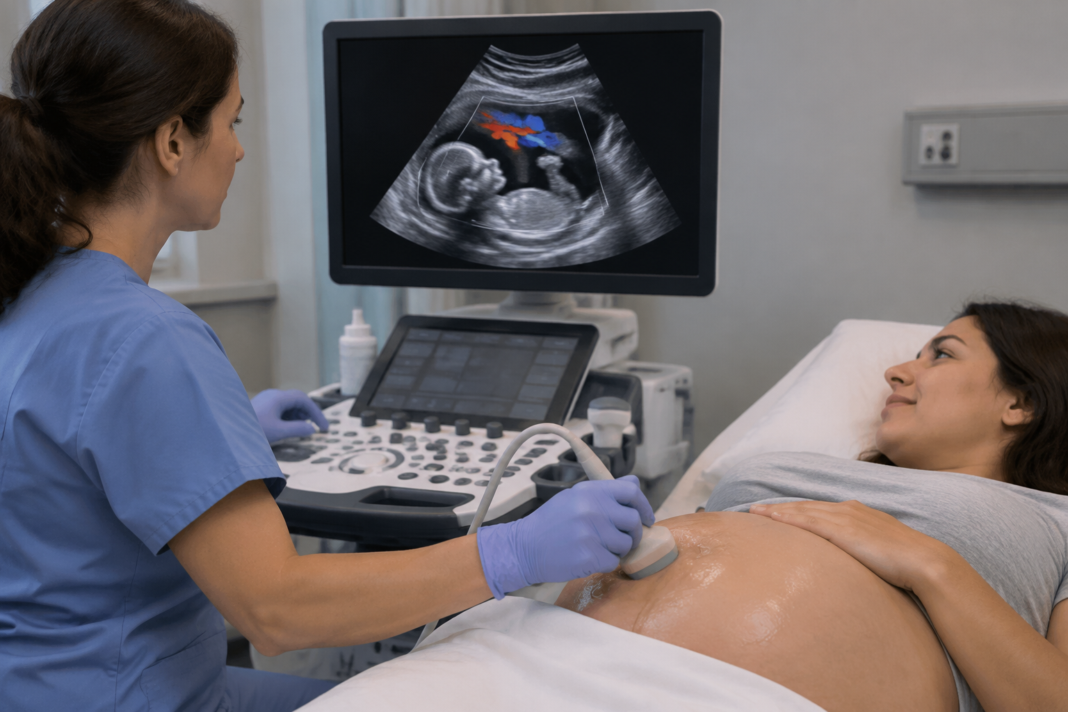 السونار لتقييم الحبل السري والأوعية المتقدمة — Ultrasound Assessment of the Umbilical Cord and Vasa Previa — صورة توضيحية للفحص