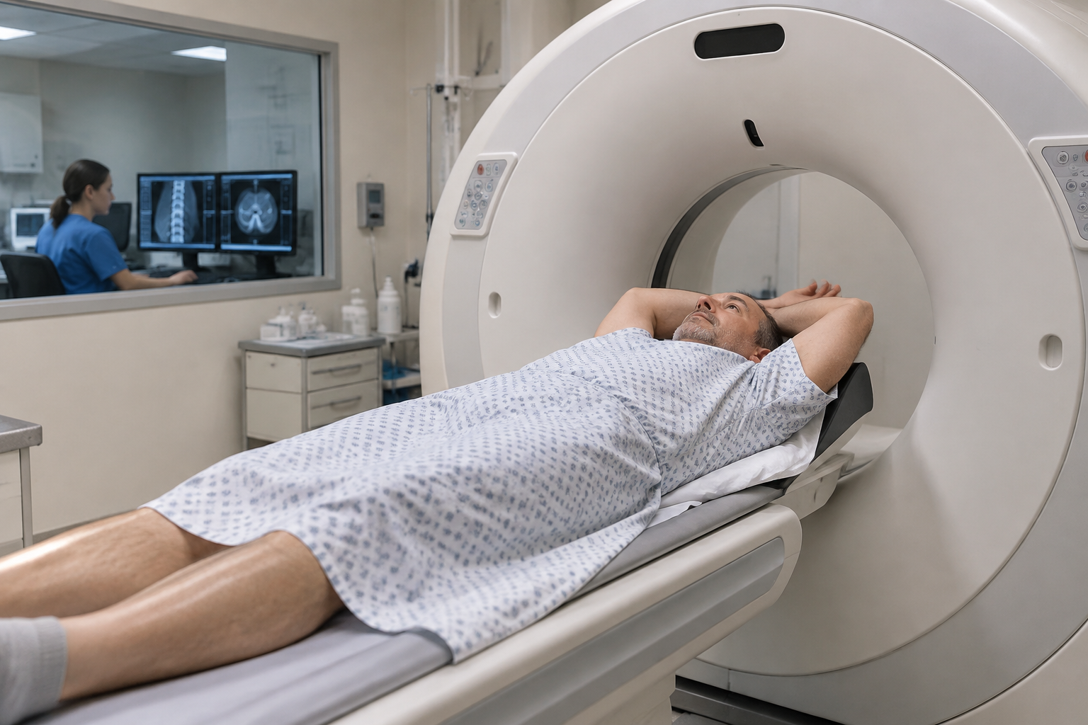 الأشعة المقطعية لتقييم التحام الفقرات بعد الجراحة — Computed Tomography for Postoperative Spinal Fusion Assessment (CT) — صورة توضيحية للفحص