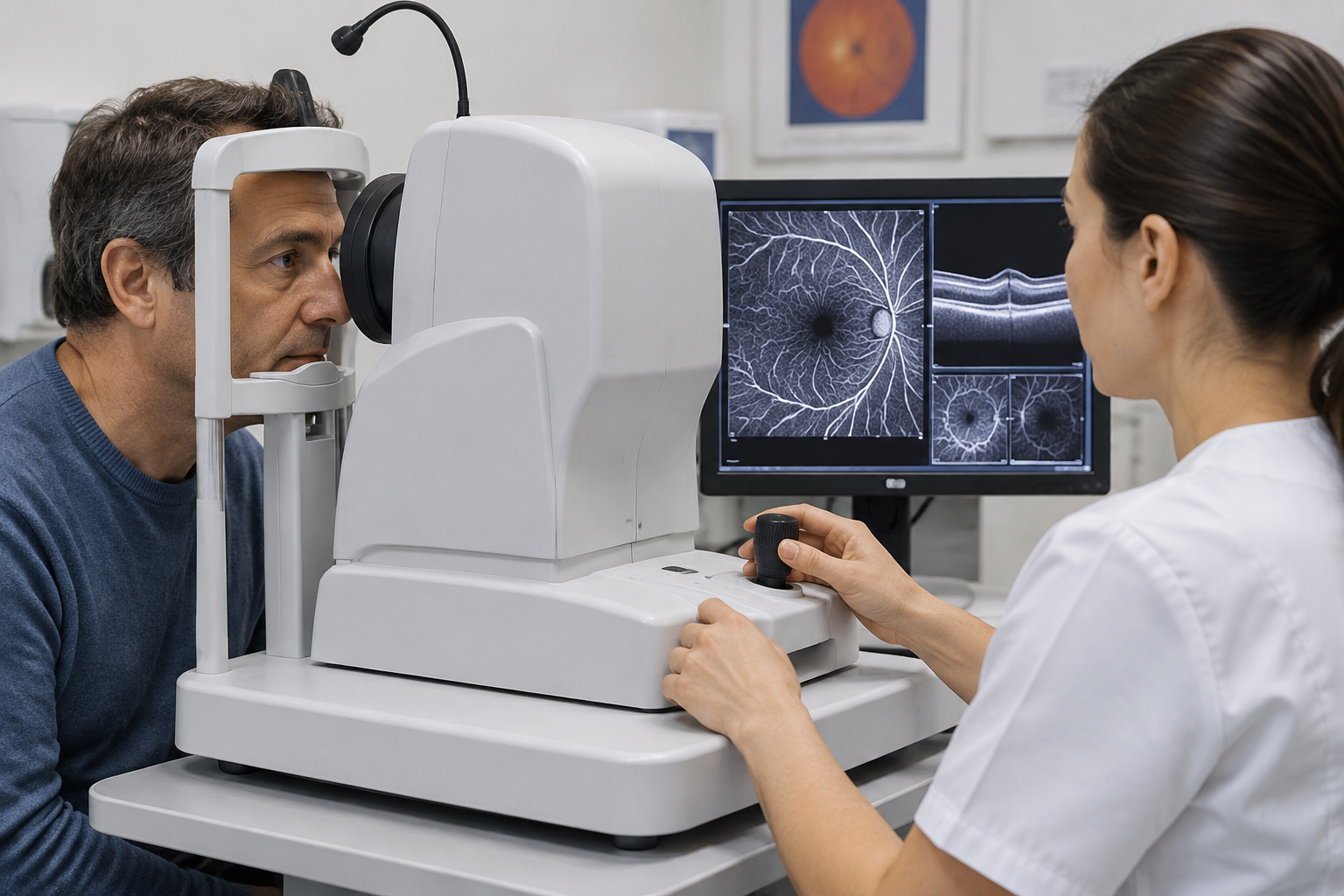 تصوير أوعية الشبكية بالمقطع البصري — Retinal Optical Coherence Tomography Angiography (OCT-A) — صورة توضيحية للفحص