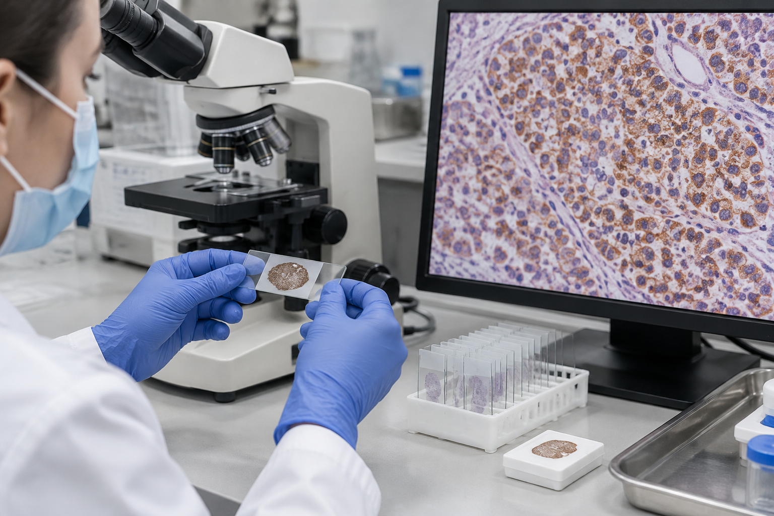 فحص التعبير المناعي لـ SDHB — Succinate Dehydrogenase Subunit B Immunohistochemical Expression Testing (SDHB) — صورة توضيحية للفحص