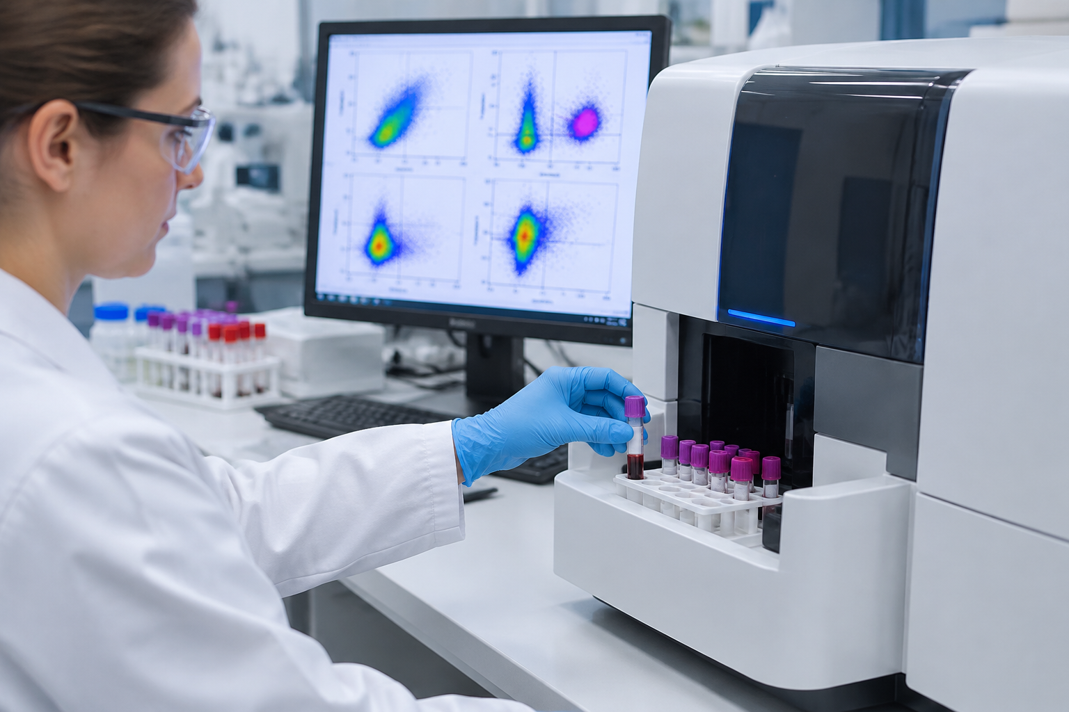 فحص التعبير CD19 وCD22 على خلايا اللوكيميا — Cluster of Differentiation 19 and 22 Expression Testing on Leukemia Cells (CD19, CD22) — صورة توضيحية للفحص