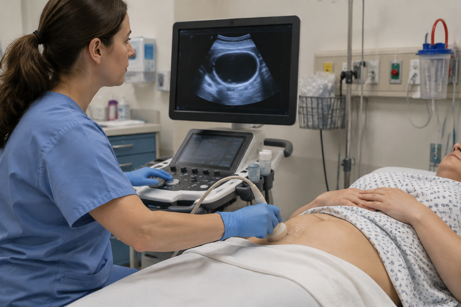 السونار لتقييم احتباس البول الحاد — Ultrasound for Acute Urinary Retention Evaluation — صورة توضيحية للفحص