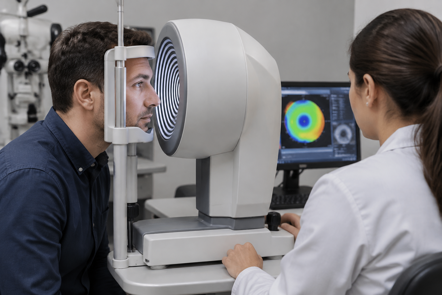 تصوير تضاريس القرنية — Corneal Topography — صورة توضيحية للفحص