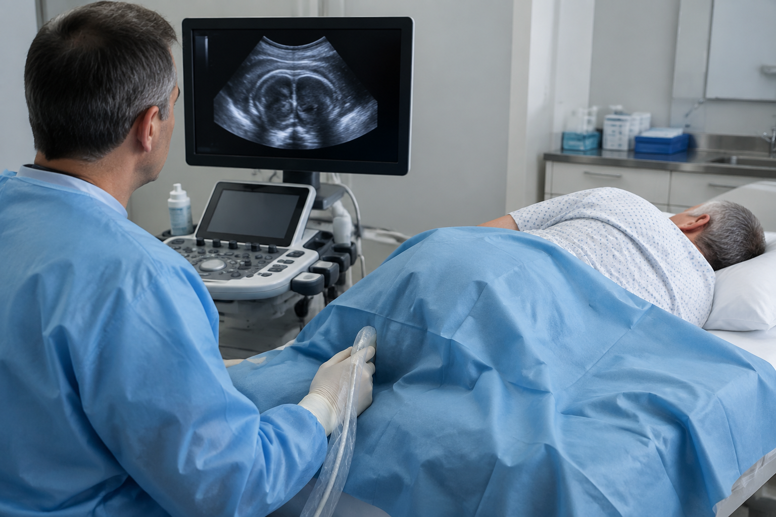 سونار البروستاتا عبر المستقيم — Transrectal Ultrasound of the Prostate (TRUS) — صورة توضيحية للفحص