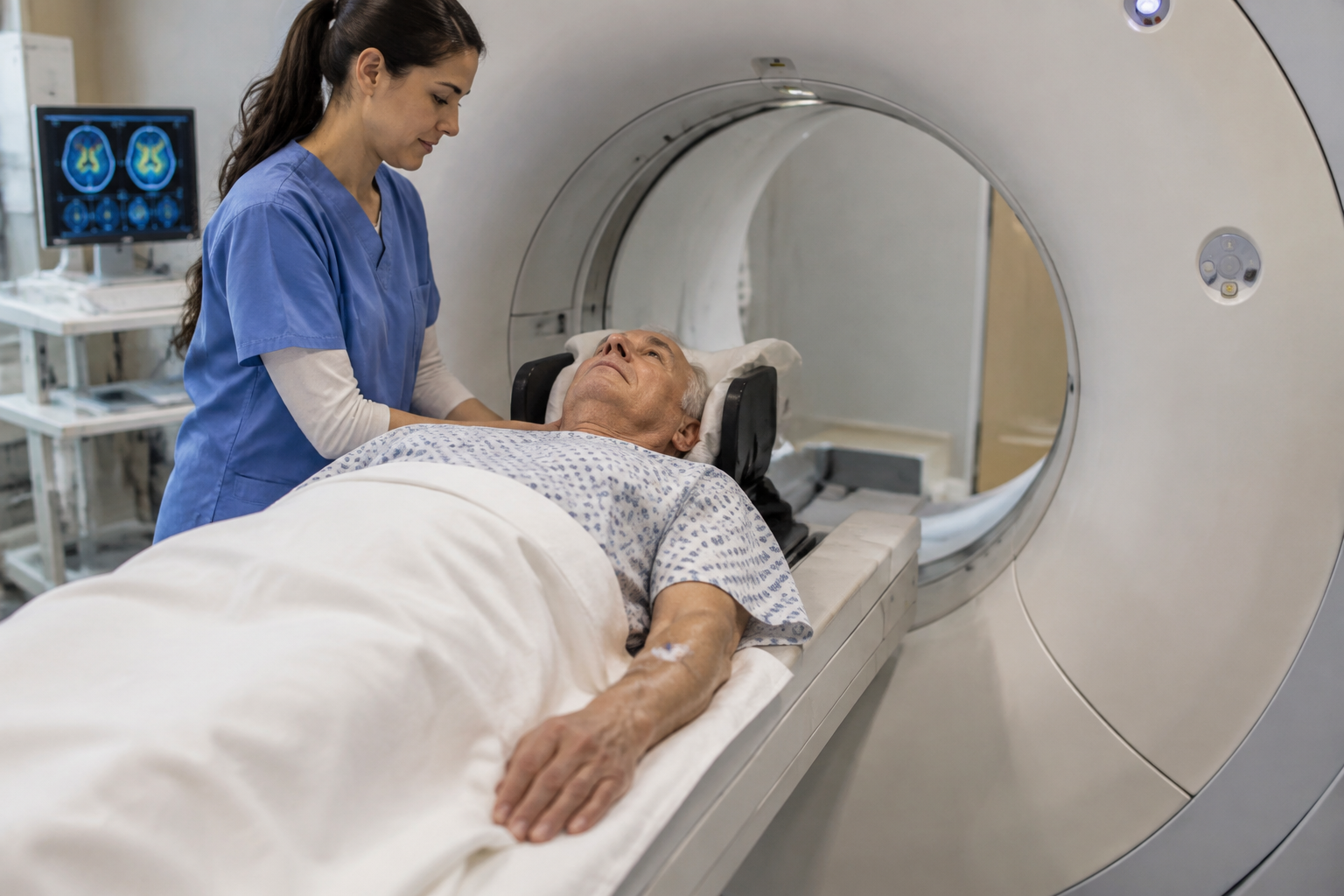 تصوير الأميلويد الدماغي بالبوزيترون — Brain amyloid positron emission tomography (PET) — صورة توضيحية للفحص