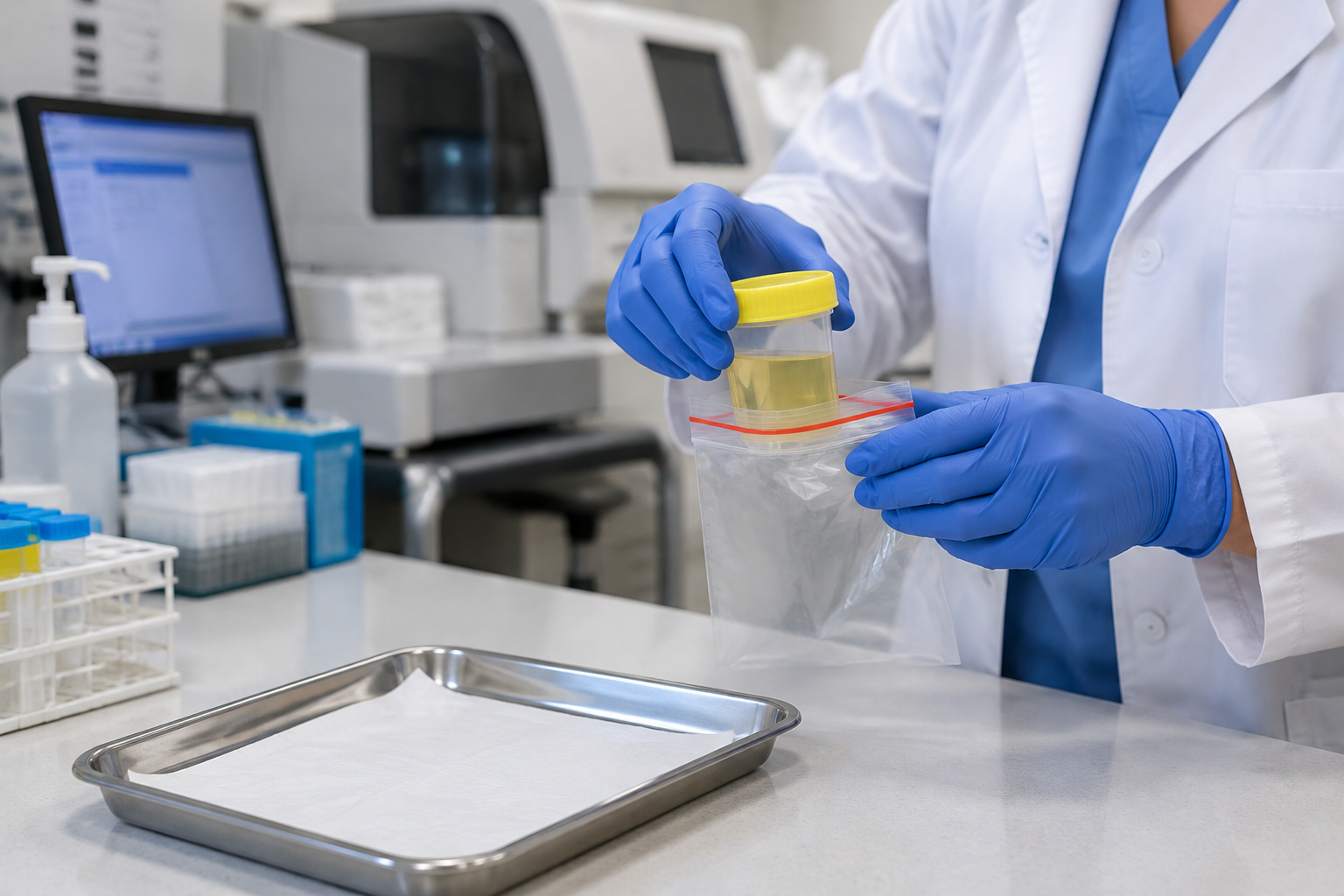 تحليل فينيل غليوكسيليك أسيد للتعرض لإيثيل بنزين — Phenylglyoxylic acid assay for ethylbenzene exposure — صورة توضيحية للفحص