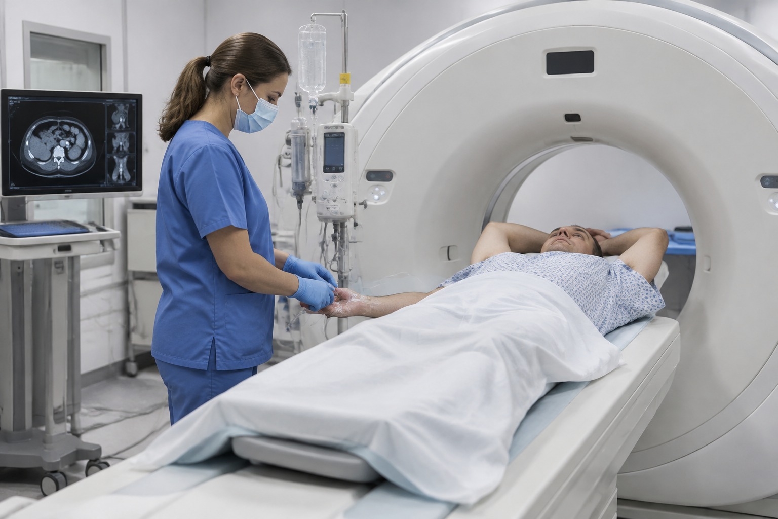 التصوير المقطعي لتحديد مصدر نزيف الجهاز الهضمي — Computed Tomography to Identify the Source of Gastrointestinal Bleeding (CT) — صورة توضيحية للفحص