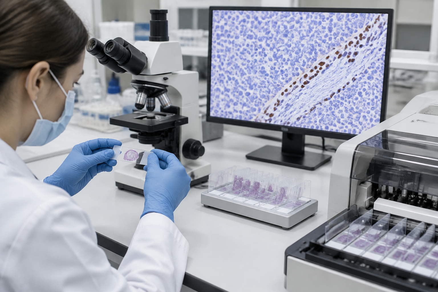 فحص التعبير المناعي لـ INI1 — Integrase Interactor 1 Immunohistochemistry (INI1) — صورة توضيحية للفحص