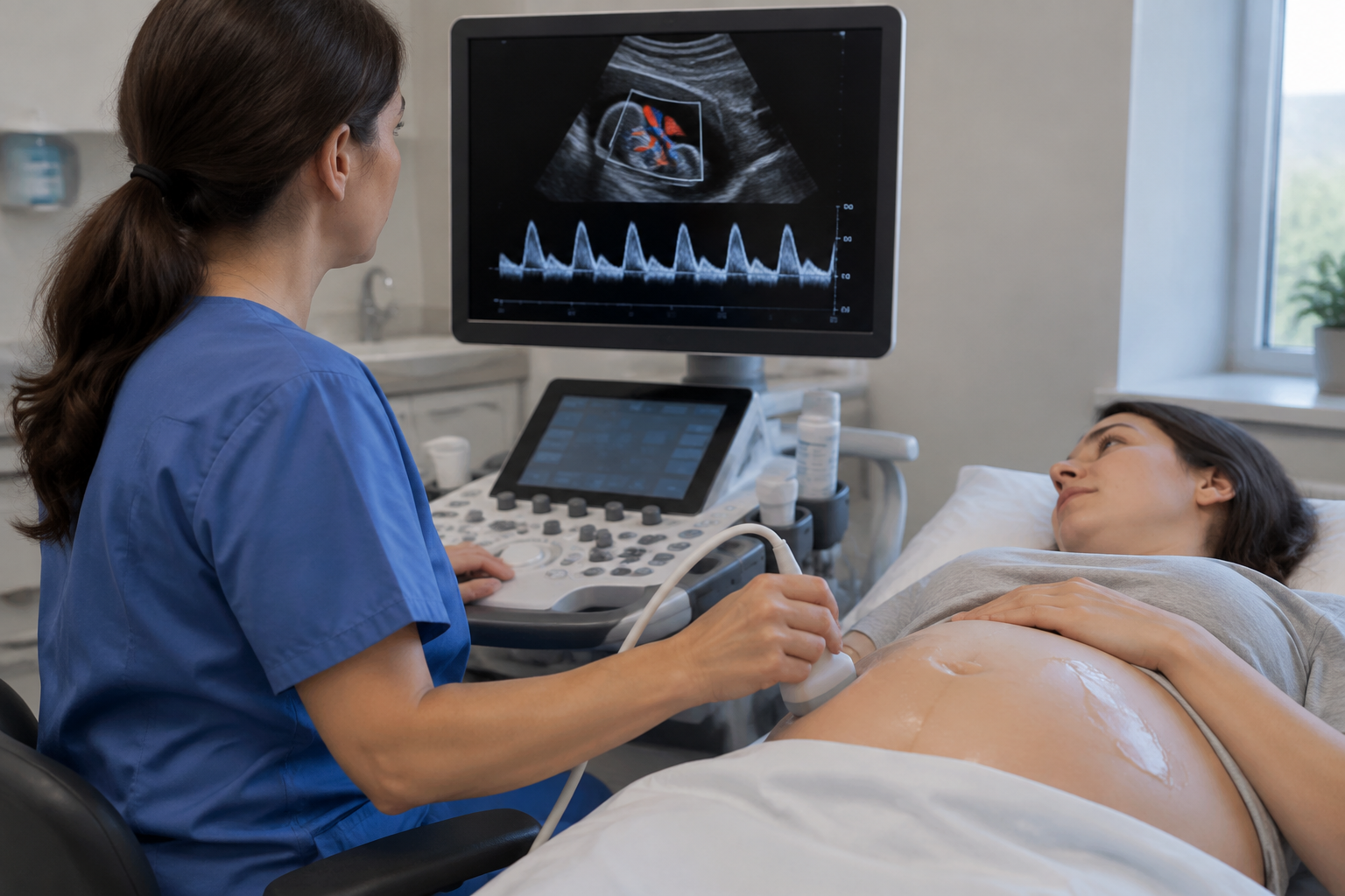 دوبلر الشريان السري — Umbilical Artery Doppler Ultrasound — صورة توضيحية للفحص