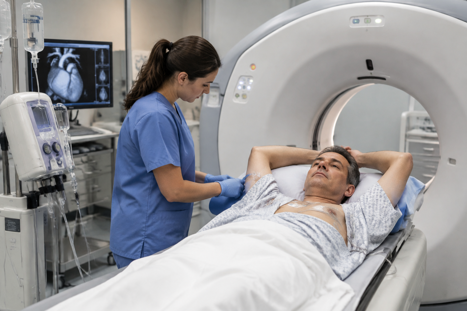 التصوير المقطعي لتقييم ترقيعات الشرايين التاجية — Computed Tomography for Coronary Artery Bypass Graft Assessment (CT) — صورة توضيحية للفحص
