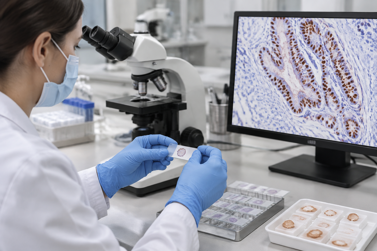 فحص التعبير المناعي لـ SATB2 — SATB2 Immunohistochemical Expression Testing — صورة توضيحية للفحص