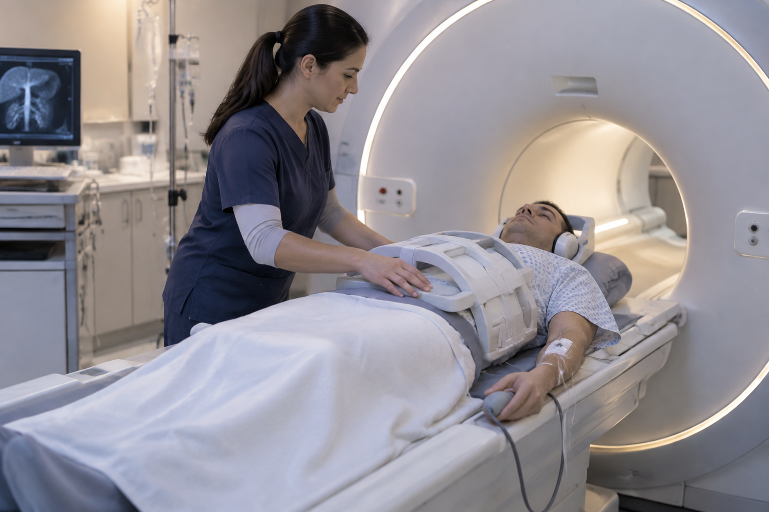 الرنين المغناطيسي للأوعية البابية قبل زراعة الكبد — Magnetic Resonance Angiography of Portal Vessels Before Liver Transplantation (MRA) — صورة توضيحية للفحص