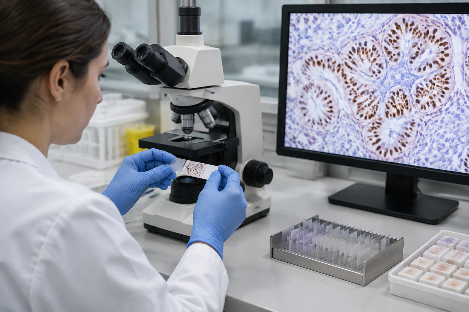 فحص التعبير المناعي لـ TTF-1 — Thyroid Transcription Factor 1 Immunohistochemical Expression Test (TTF-1) — صورة توضيحية للفحص