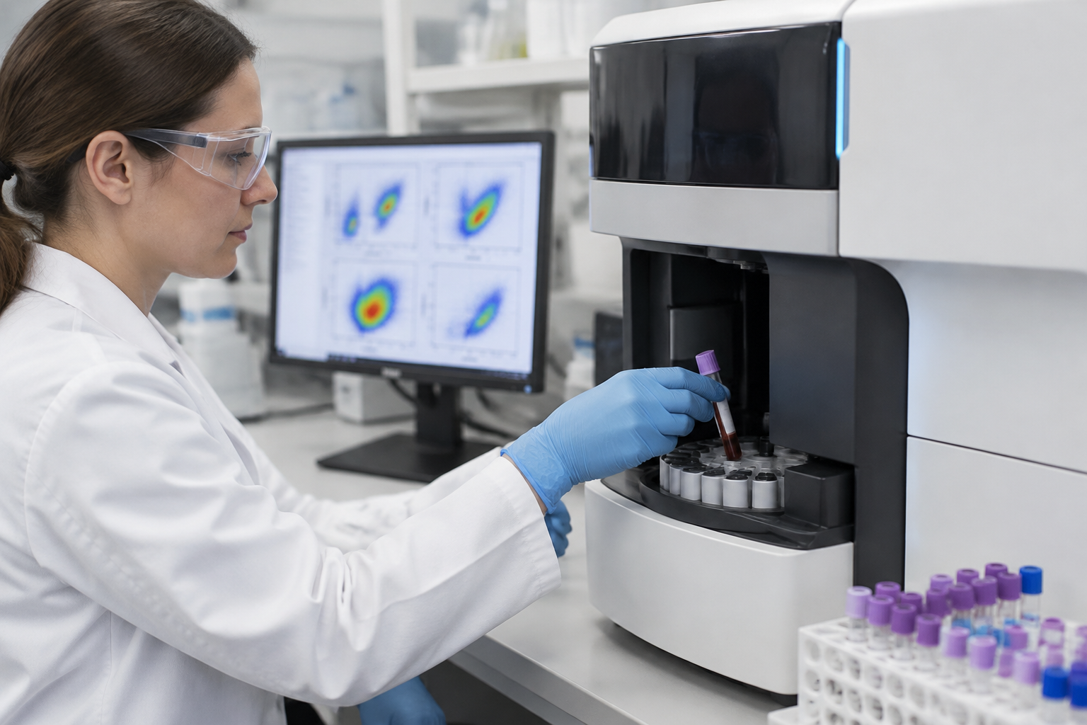 فحص التدفق الخلوي لتقييم الخلايا البدينة — Flow cytometry for mast cell evaluation — صورة توضيحية للفحص