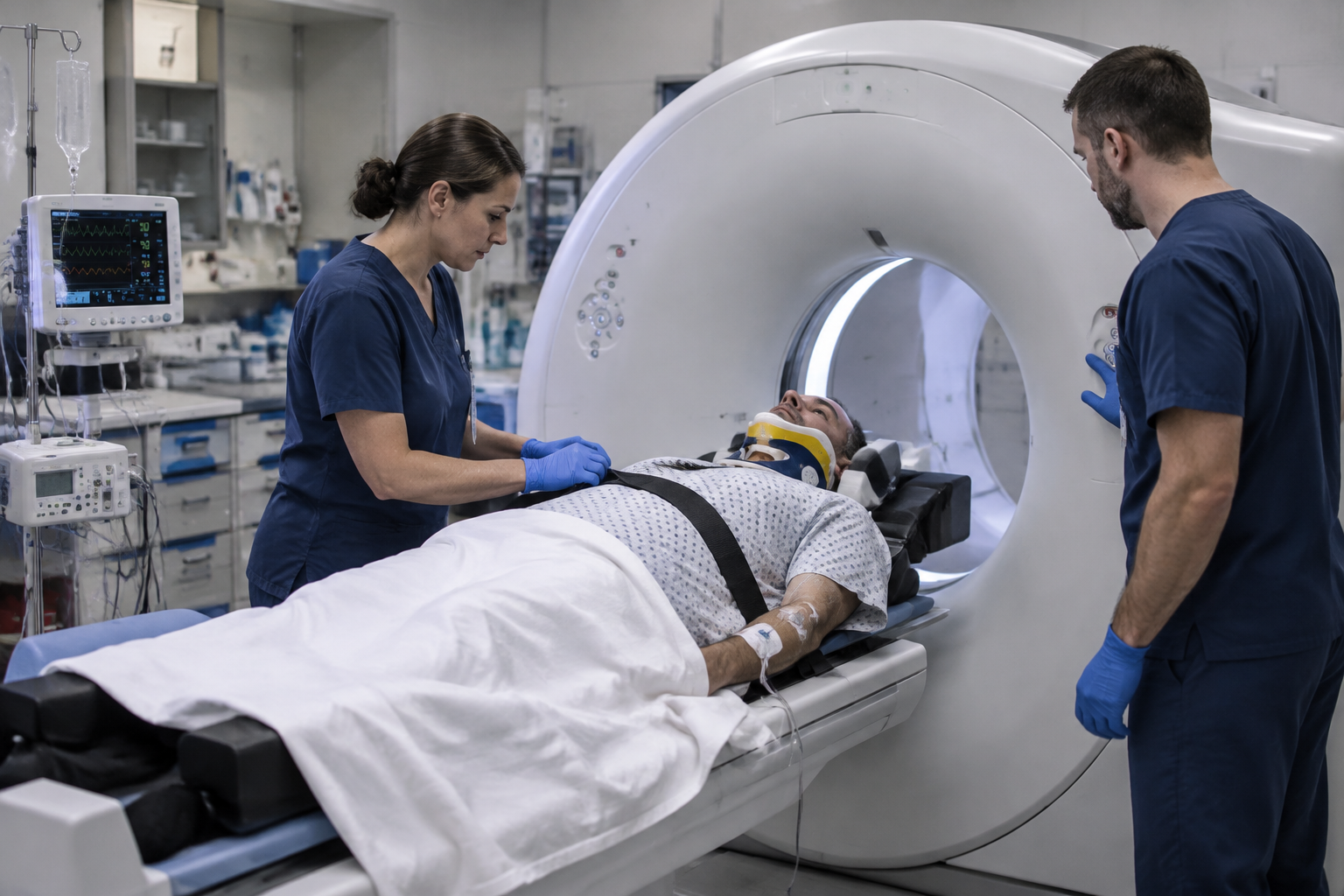 التصوير المقطعي لكامل الجسم في الرضوض الشديدة — Whole-body computed tomography for severe trauma (CT) — صورة توضيحية للفحص