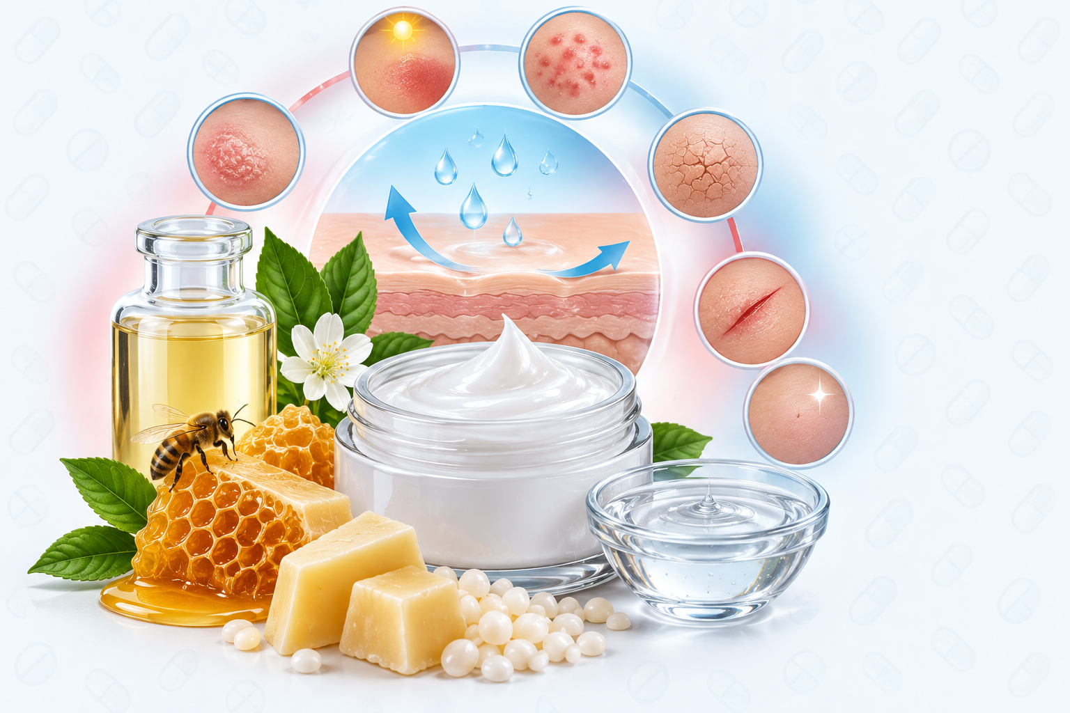 بارافين سائل، عكبر النحل، غليسرين، شمع النحل | Liquid paraffin, propolis, glycerin, cera alba